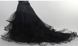 En stock jupe noire jupon de mariage pas cher longue tulle mariée Crinoline pour robe avec train chapelle charmante jupes de mariée 6018458