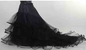 Op Voorraad Zwarte Rok Bruiloft Petticoat Goedkope Lange Tule Bruids Crinoline Voor Jurk Met Kapel Trein Charmante Slip Bruidsrokken6018458