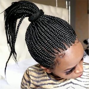 En Stock Tressé Perruque Femme Cheveux Courts Bobhead Full Top Fibre Chimique Couvre-chef Boîte Tresse Dreadlock Perruques B1028