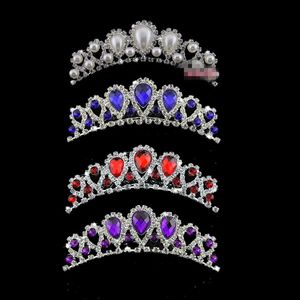 En stock pas cher belle élégante mitation perle strass incrustation couronne diadème mariage mariée cheveux peigne couronnes pour bal de promo 275O