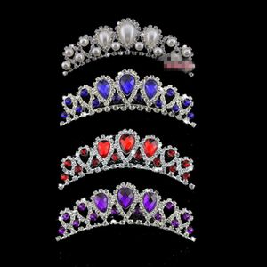 En stock Barato Hermoso Elegante mitación Perla Rhinestone incrustación Corona Tiara Boda Novia Peine Coronas para fiesta de graduación 228Q