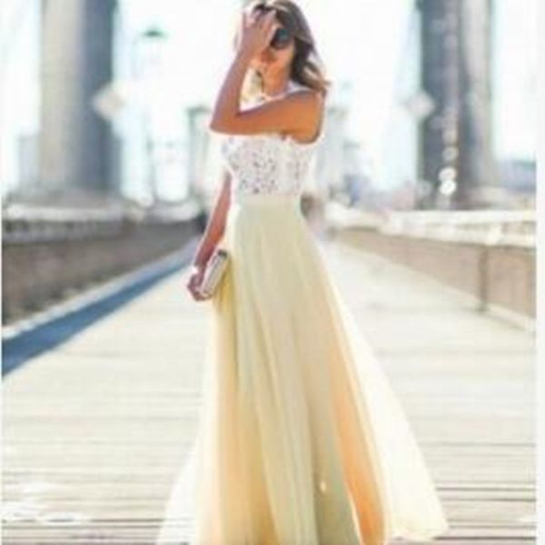 En stock Vestidos de dama de honor largos y baratos 2021 Blush Pink Lace Chiffon Bohemian Beach Junior Maid Of Honor Wedding Guest Dress281N