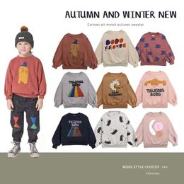 In Stock Children's BC Sweater Autumn Winter Classic Boys and Girls 'Kleurrijke cartoonpatroon Plush Warm Hooded Deskled L2405