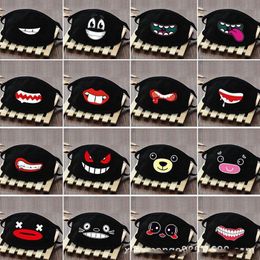 EN Stock coton anti-poussière bouche visage masque Anime dessin animé dent chanceuse femmes hommes moufle visage bouche masques noir masques créatifs