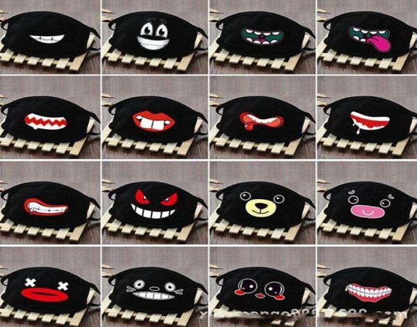 En stock Masque facial anime à la bouche à poussière en coton Anime Lucky Tooth Femmes Hommes Mouffle Face Masques Black Creative Masks3372787