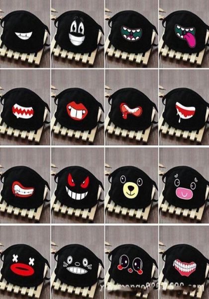 En stock Masque facial anime à la bouche à poussière Coton Coton Lucky Tooth Femmes Hommes Mouffle Face Masques Masques créatifs noirs 9689442