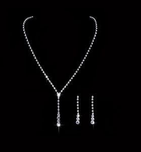 IN VOORRAAD Kristal Bruidssieraden Set vergulde Ketting Diamanten Oorbellen Bruiloft Sieraden Sets voor bruid Bruidsmeisjes Accessoires 6251555