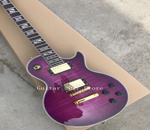 Guitare électrique personnalisée avec table en érable flammé de couleur violette, toutes les couleurs sont disponibles, guitare de haute qualité6741936, en Stock