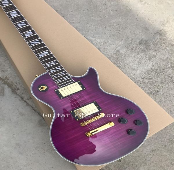En stock, guitare électrique personnalisée avec top en érable à flamme en couleur violette Toutes les couleurs sont disponibles Guitarra3710802 de haute qualité