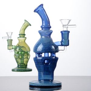 En stock Faberge Fab Egg Glass Bongs Narguilés Pomme de douche Perc Percolateur Dab Rigs Vert Bleu Heady Verre Tuyaux d'eau 14mm Joint avec bol