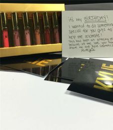 En stock Famous Brand Brand Birthday Kit Lip Kit Matte Liquid Lipsticks 6pcs Set Mini Lip Gloss Kit DHL 4373521