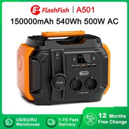 En Stock Flashfish estación de energía portátil AC 230V 500W (pico 1000W) generador Solar 540Wh120W DC gran potencia de salida batería Camping