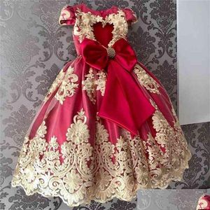 Robes de fille de fleur en stock 4-10 ans bébé filles robe élégante princesse année robes de fête enfants pour mariage enfants vêtements de cérémonie 21032 Dhlim