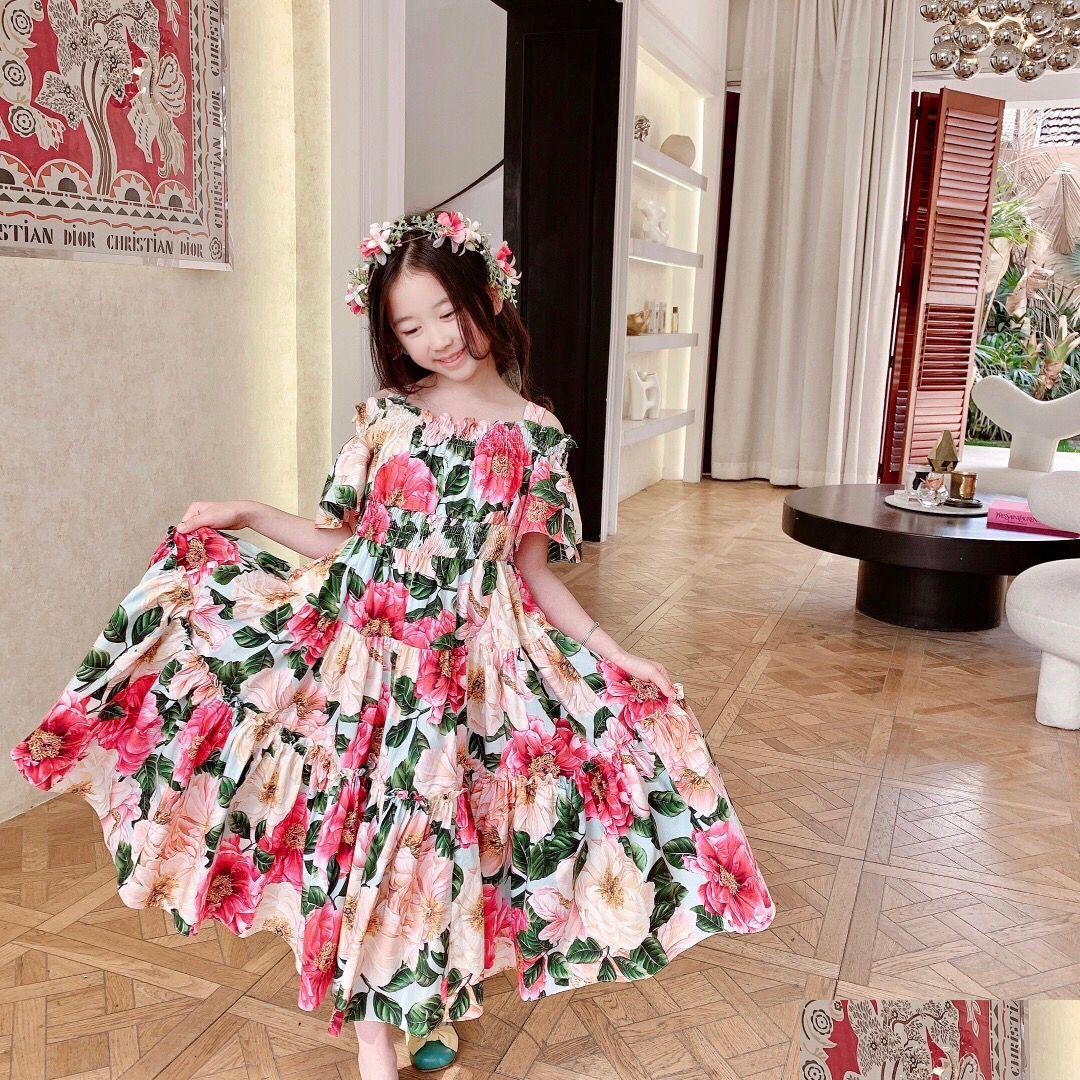 W stock kwiat dziewczyny sukienki dla dzieci sukienki letnie dzieci księżniczka kwiecista słodki uroczy zwykły kostium dzieci ubranie kropla dostarcza dhh2j