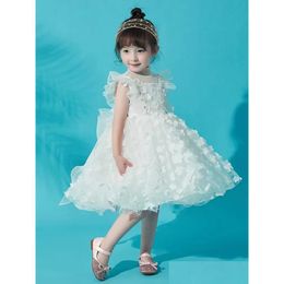 En stock robes de fille de fleur enfants filles été blanc mariage mode enfants fête robe de princesse fleurs vêtements livraison directe Ev Dh8Vk