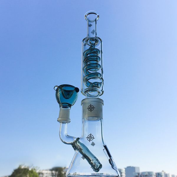 En stock Congelable 11 pulgadas Construir cachimbas 14 mm Vaso de precipitados macho Bongs Bobina de condensador Dab Rigs 3 mm de espesor Tubos de agua de vidrio Difundido Downstem Heady Bowl