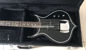 En stock Gene Simmons Punisher 4 Critres Black Electric Bass Guitar Mahogany Body Rosewood Forfard Intruy Inclay Big Cover Bridge