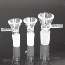 En stock! Bol en verre avec poignée Tabac Herb Dry Bowl Slide pour verre Bong et tuyaux 14mm 18mm Male Bowl pour Bongs Fumer