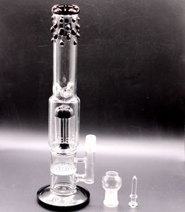 Hookahs Glass Water Smoking Pipe percolador en línea Honeycomb Disk Bong con Arm Tree Perc Vase y junta macho de 18 mm