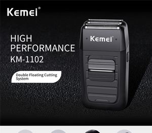 En stock! HOT Kemei KM-1102 Rasoir sans fil rechargeable pour hommes Twin Blade Rasoir à barbe alternatif Soins du visage Multifonction Tondeuse puissante