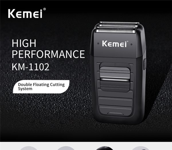 En stock! HOT Kemei KM-1102 Rasoir sans fil rechargeable pour hommes Twin Blade Rasoir à barbe alternatif Soins du visage Multifonction Tondeuse puissante