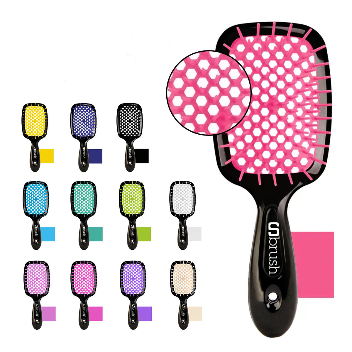 在庫!! unbrush unbrush dedangling hair Brushtangler Brushアンチ静的なヘアブラシパドルコーム濡れまたは乾燥した使用柔軟な毛すべての髪の種類長い厚い縮れ