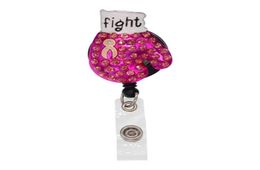 En Stock Key Rings 10pcslot Crystal Rhinestone Pink Breast Cáncer de cáncer de mama Guantes de boxeo Boxeo de insignia retráctil ID de ID de carrete 7401237