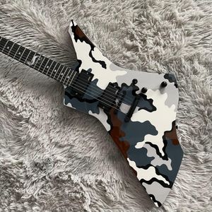 En stock Ltd Snake Byte James Hetfield Signature Camo Guitare électrique Boîte à piles 9 V, micros EMG chinois, matériel noir