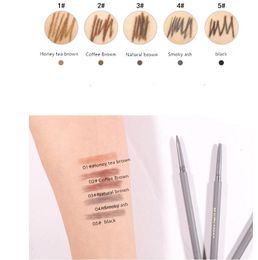 En stock Crayon à sourcils de maquillage 5 couleurs à la mode Brun moyen Chocolat ébène Brun foncé Brun doux Sourcils Skinny Brow Liner epacket