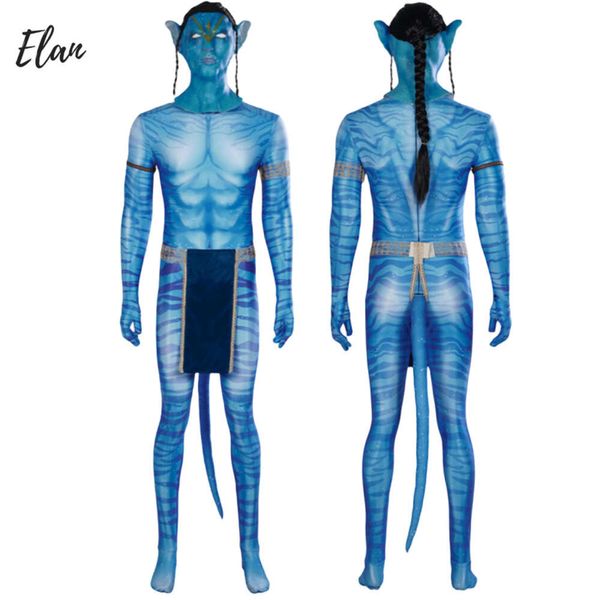 En Stock hombre azul Avatar disfraz Cosplay Zentai traje para hombre