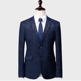 En Stock hommes smoking de mariage gaufrage motif Floral marié porter hommes Blazer 2 pièces bal dîner veste veste pantalon 2732