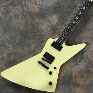 Guitare électrique métallique James Hetfield crème jaune, micros EMG de chine, incrustation FUK, accordeurs Grover, matériel noir, en Stock