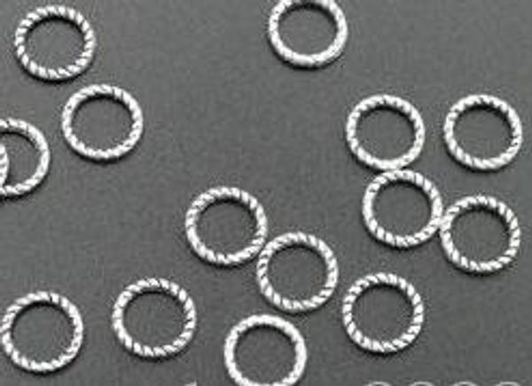 En Stock, artículo de micrófono, 500 Uds., anillos de salto cerrados retorcidos de plata tibetana, 8mm, envío gratis para la fabricación de joyas