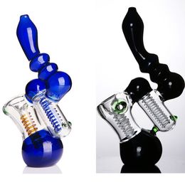 Blauw Zwart Glazen Pijpen Sherlock Mini Hamer Zwaar Wandglas Design Handvat Lepel Oliebrander Bubbler Rookpijp Voor Droge Kruiden