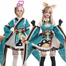 En STOCK Miss Hina/GOROU Doujin Cosplay Game Genshin Impact Cosplay Costume Dokidoki-SR Maid Uniform Cosplay Hina Cute Dr Y3N6 #