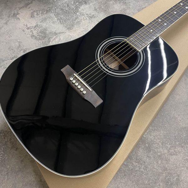 En stock nuevo llegada 41# guitarra acústica (eléctrica) 45 Modelo de frille de ébano/puente, nuez de hueso/silla de montar en negro 202403