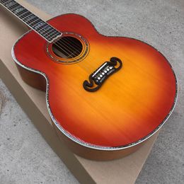 In voorraad nieuwe aankomst 43# akoestisch (elektrisch) gitaar J200 Model van alle massief hout ebony fretboard/brug, botmoer/zadel SJ200 in Cherry Sunburst 202403