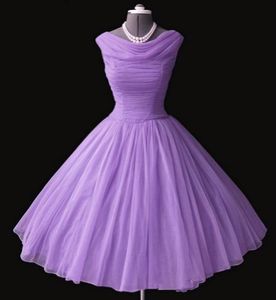 En Stock nouveau charmant violet robes de bal courtes a-ligne retour gaine sans manches formelle robes de soirée QC194