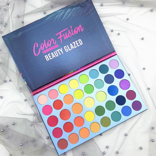 2019 Nouvelle palette de fards à paupières Beauty Glazed 39 couleurs Ombre à paupières Color Fusion Palette arc-en-ciel Matte Shimmer fard à paupières Visage Surligneur