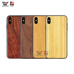 En existencia Estuches para teléfonos A prueba de golpes a prueba de agua para iPhone 7 8 X Xr 11 12 Pormax Xs Cherry Bamboo Wooden TPU Black Cover Shell Case Wholesale Fashion Blank Covers