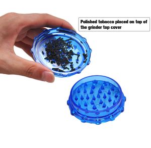 In voorraad Plastic Grinder Roken Accessoires Scherpe Diamant Tanden Diameter 70mm 2 Laag 5 Kleuren voor het Snijden van tabak Spice Dry Herb