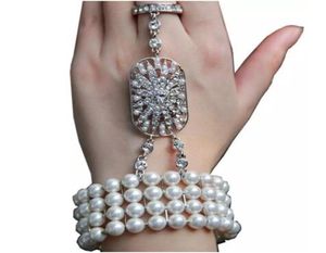 Bracelet de mariée en cristal, accessoire de mariage, prêt à être expédié, avec anneau, chaîne à main, en stock, 5350410
