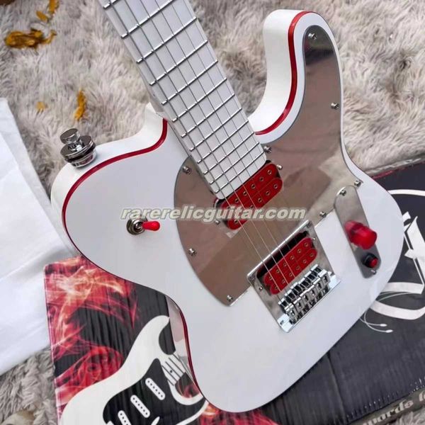 En stock, rouge Kill Switch John 5 Ghost White Electric Guitar Guitar Arcade Contrôle Red Body Binding Red Pickups Mirror Pickguard Tremolo Bridge Chrome Hardware