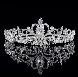 Op voorraad Shining kristallen Wedding Crowns 2015 Bridal Crystal Veil Tiara Crown Hoofdband Haaraccessoires Party Wedding Tiara4279625