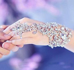 In voorraad Sliver Crystal Rhinestones Diamonds Bracelet Ring Polsband Bridal Sieraden Bracelet Wedding Party Bridal Accessories216211444