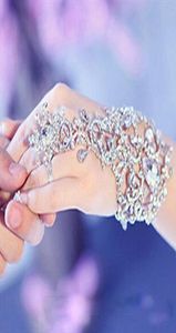 In voorraad Sliver Crystal Rhinestones Diamonds Bracelet Ring Polsband Bridal Sieraden Bracelet Wedding Party Bridal Accessories2483695