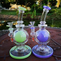 EN STOCK Petits Narguilés Mini Bong Pommeau De Douche Perc Huile Bongs En Verre Boule Style Conduites D'eau Heady Vert Violet Huile Dab Rigs Avec Bol