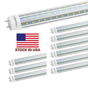 In voorraad T8 LED-buizen 4ft 1.2m 1200mm D-vormige 3 lijn LED-buisbollen lichten super helder 60W AC110-265V
