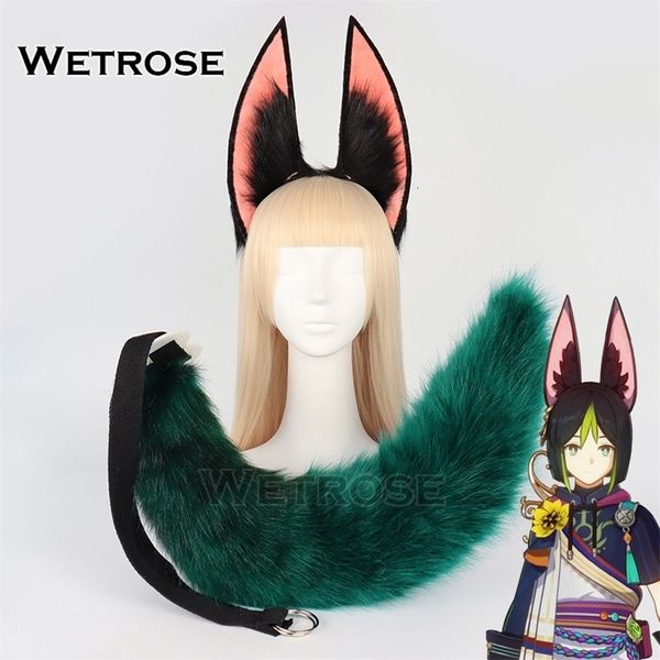 En stock Tighnari Fox Girl Cosplay Ear Tail Man Furry Fuzzy Hairy Costume Genshin Sexe Set Wig Halloween Noël 240315