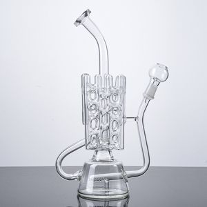 EN STOCK Unique Inline Perc Hookahs Recycler Glass Bongs Swiss Percolator Dab Rigs Clear Thick Pyrex Water Pipes con 14 mm Joint Nail Dome